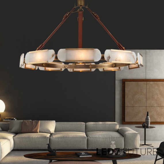 Loft Industry Modern - Marble Oval Disk Chandelier